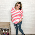 "It's A Breeze" Striped 3/4 Sleeve (Pink)-Lola Monroe Boutique