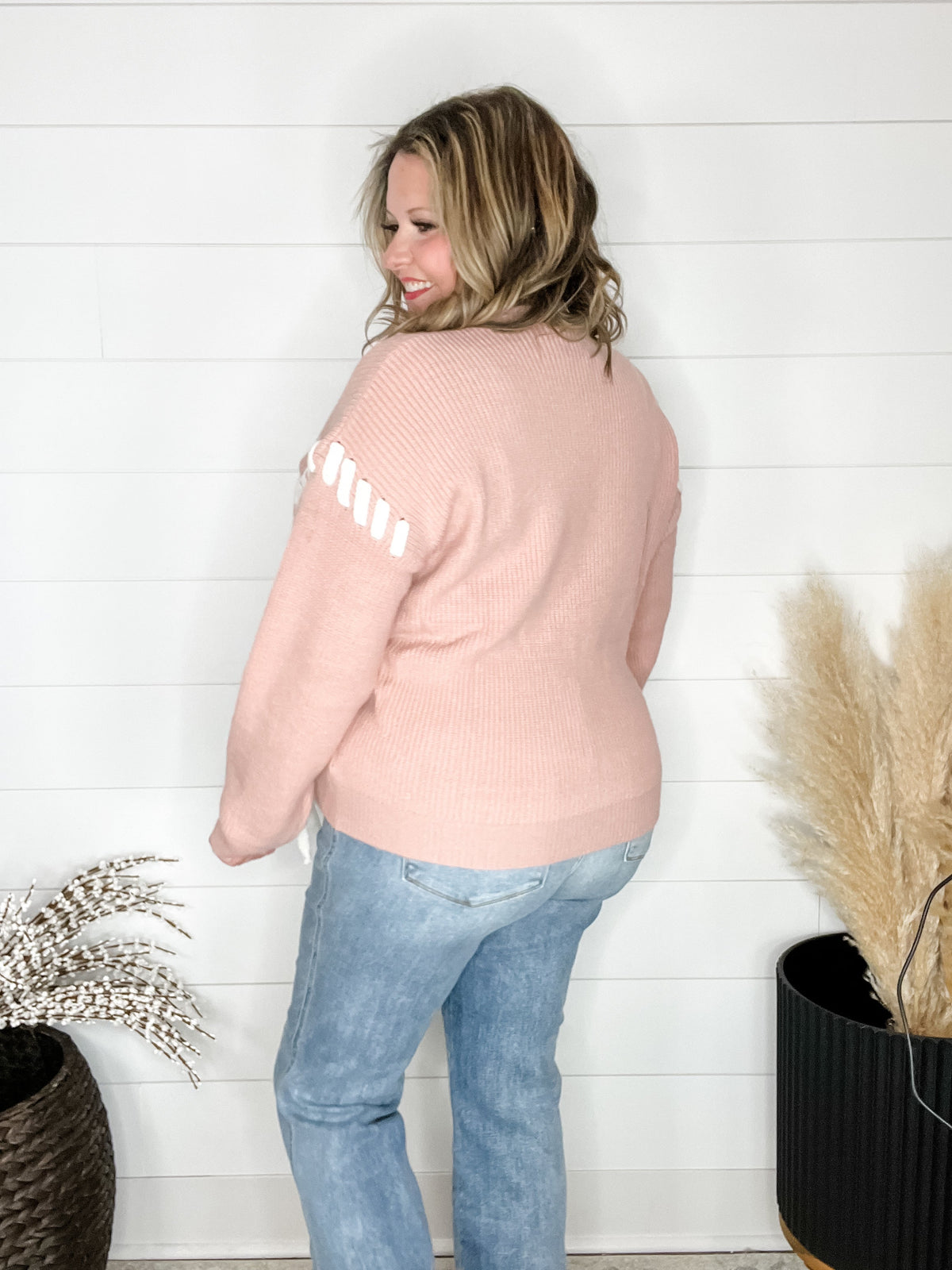 "It's A Cinch" Long Sleeve Lace Up Detail Sweater