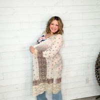 "It's A Date" Long Cardigan with Embelishments (Taupe)-Lola Monroe Boutique