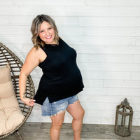 "It's A Good One" Relaxed Fit Tank with Pocket (Black)-Lola Monroe Boutique