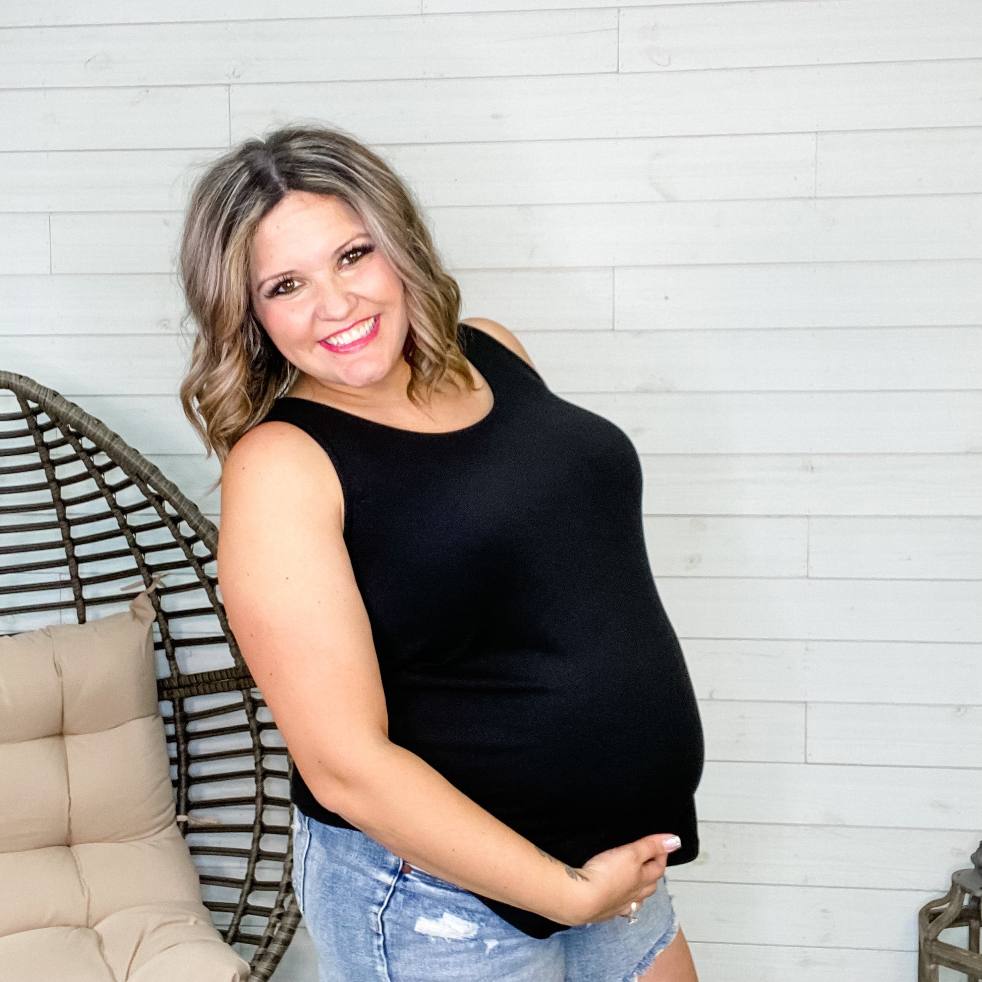 "It's Back" Relaxed Fit Tank (Black)
