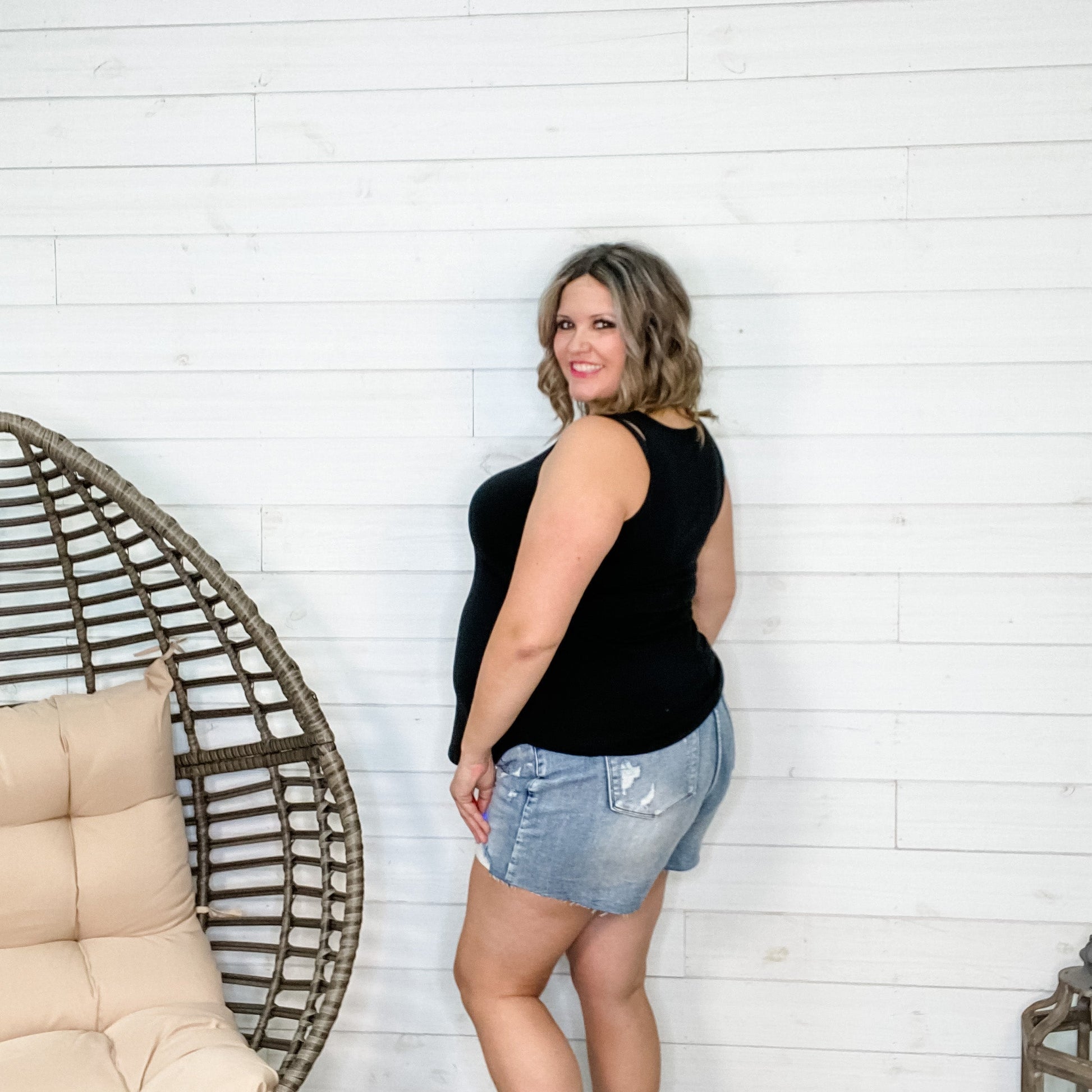 "It's Back" Relaxed Fit Tank (Black)
