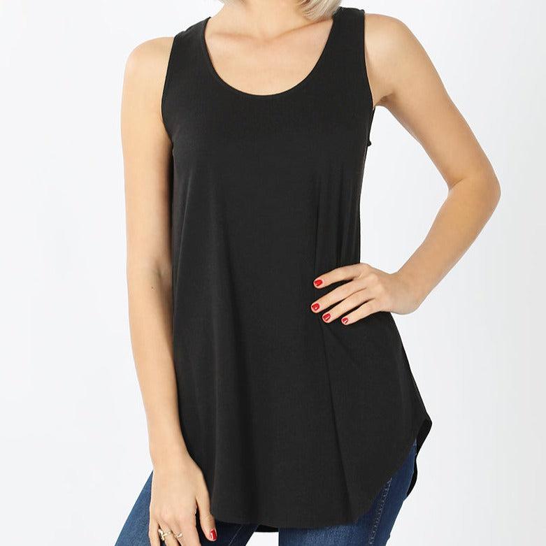 "It's Back" Relaxed Fit Tank (Black)-Lola Monroe Boutique