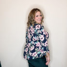 "It's Me Again" Floral Print Lizzy 3/4 Sleeve Split Neck-Lola Monroe Boutique