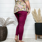 "It's Not A Trick" Pull On Skinny Trousers (Wine)-Lola Monroe Boutique