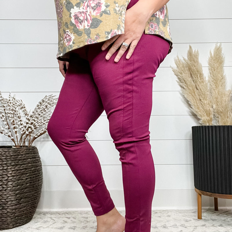 "It's Not A Trick" Pull On Skinny Trousers (Wine)