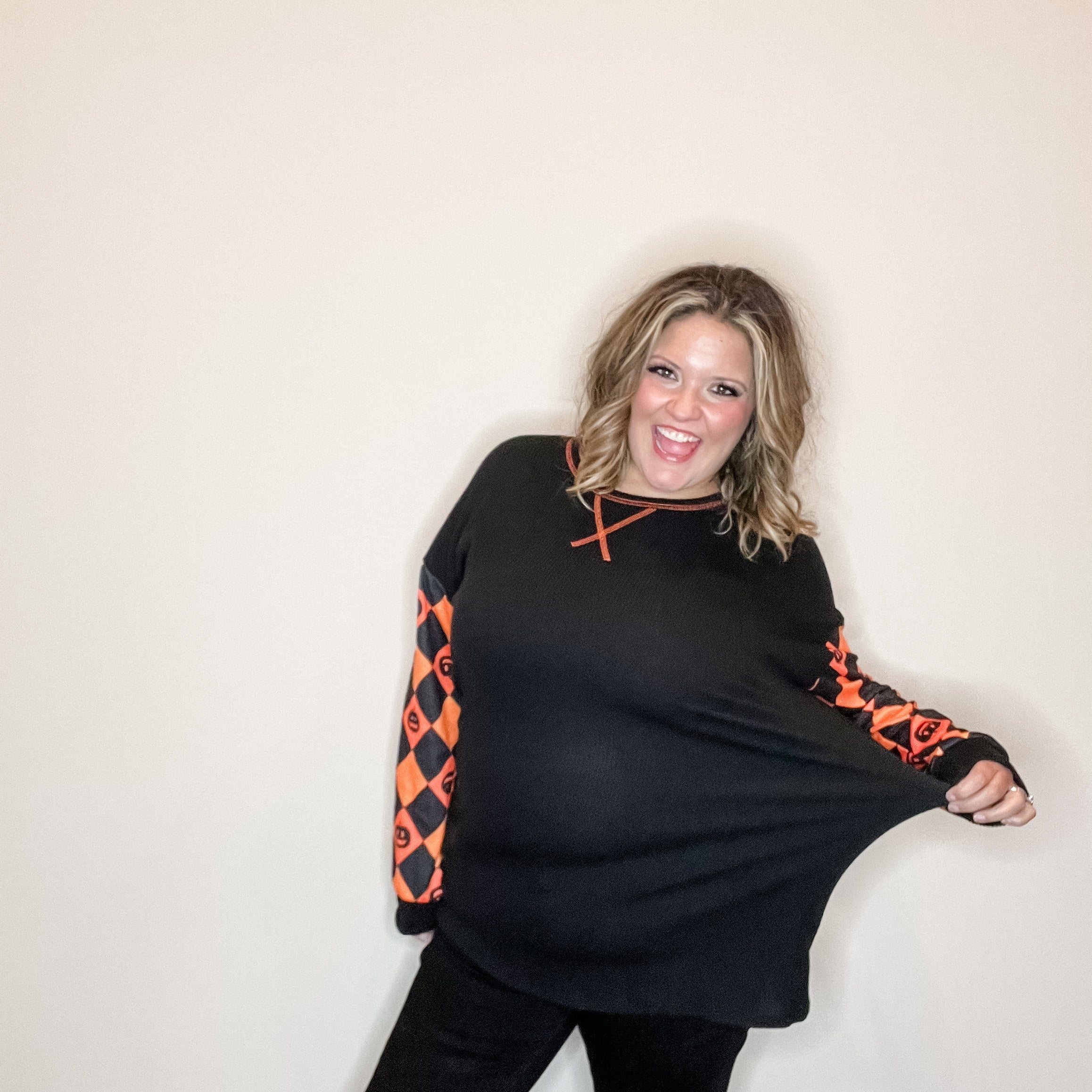 Jack O Lantern Long Sleeve Corded Top-Lola Monroe Boutique