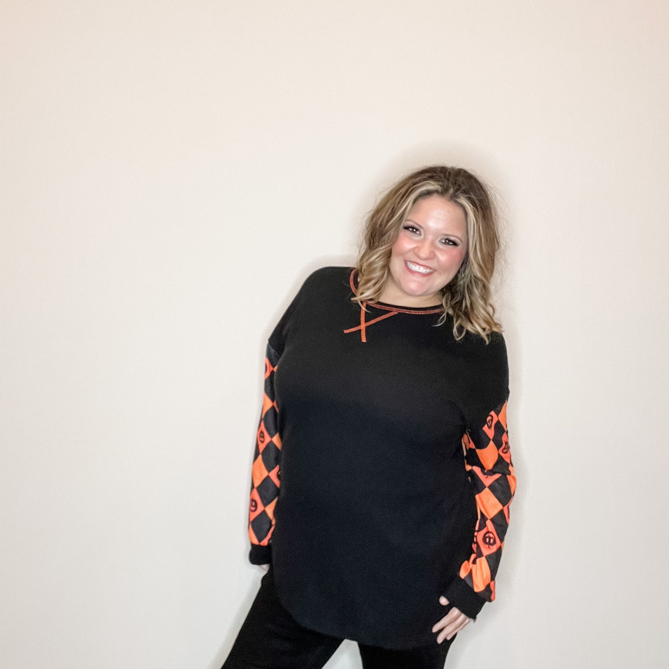 Jack O Lantern Long Sleeve Corded Top-Lola Monroe Boutique