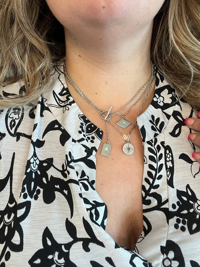"Jade" Silver Necklace (Triple Layer)-Lola Monroe Boutique