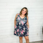 "Jana" Floral V Neck Tank Dress with Pockets-Lola Monroe Boutique