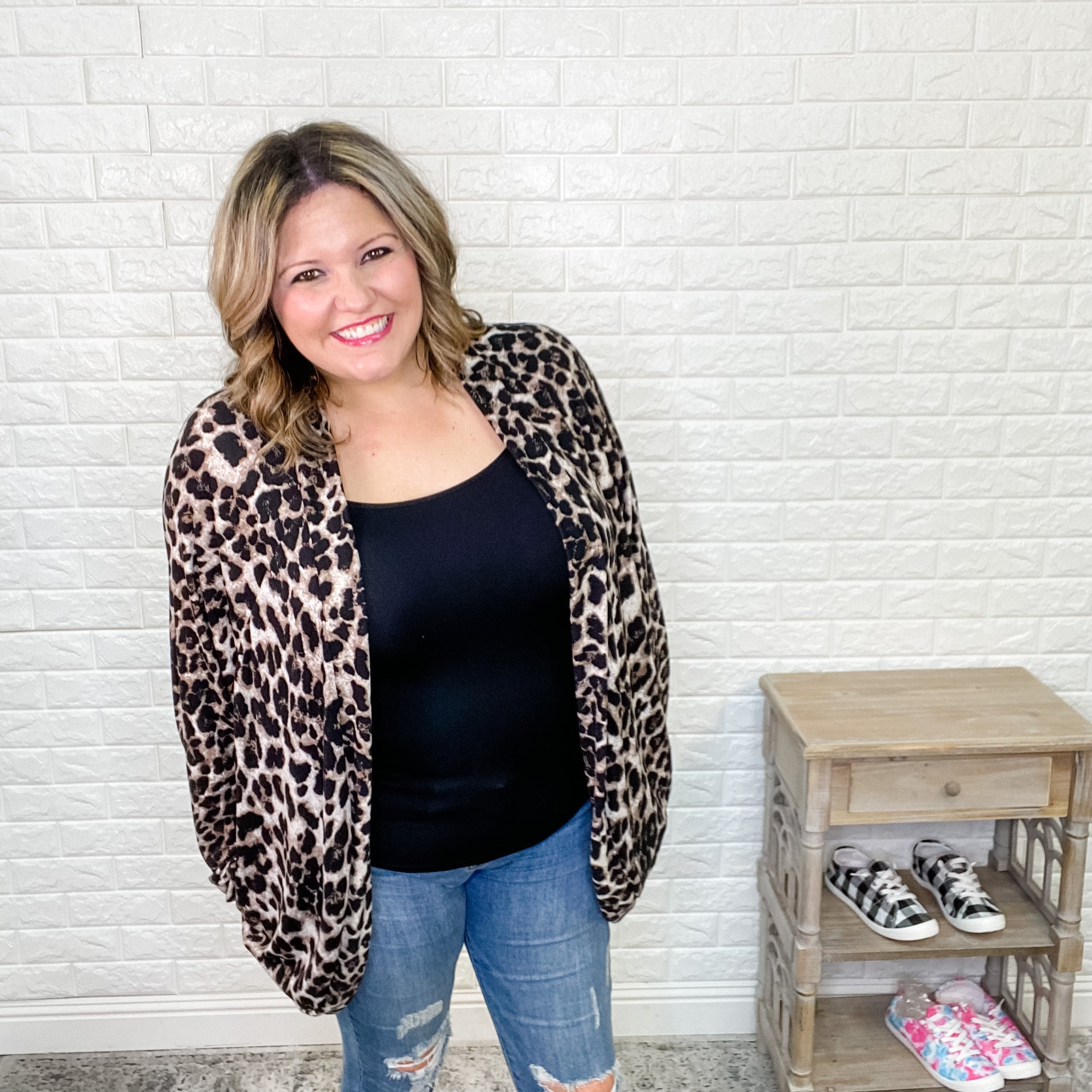 "Janie" Animal Print Cardigan (Mocha)-Lola Monroe Boutique