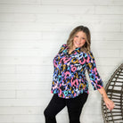 "January" Lizzy 3/4 Sleeve Split Neck-Lola Monroe Boutique