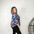 "January" Lizzy 3/4 Sleeve Split Neck-Lola Monroe Boutique