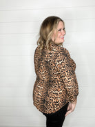 "Jazz" Animal Print Lizzy 3/4 Sleeve Split Neck-Lola Monroe Boutique