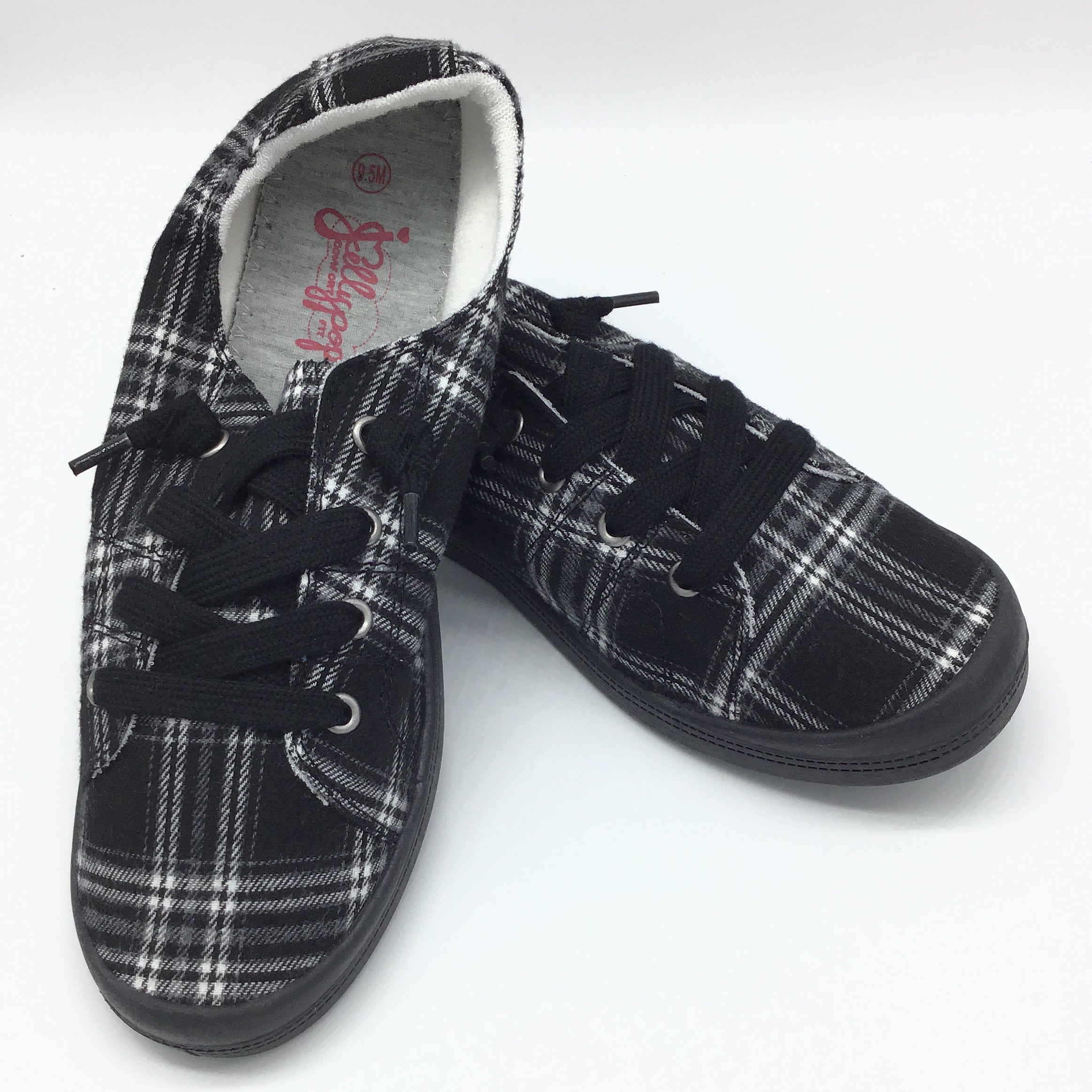 Jellypop "Dallas" Slip on Sneaker (Black/Charcoal Plaid)-Lola Monroe Boutique