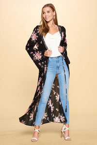 "Jessa" Lace Edge Floral Kimono-Lola Monroe Boutique