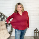 "Jinger" Waffle Texture Long Sleeve Gabby Style (Burgundy)-Lola Monroe Boutique