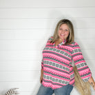 "Jingle" 3/4 Sleeve Split Neck Tops-Lola Monroe Boutique