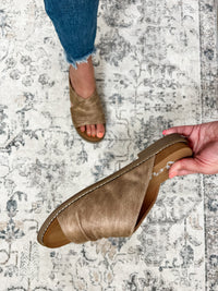 "Jolene" By Very G Slip On Flat Sandal (Taupe)-Lola Monroe Boutique