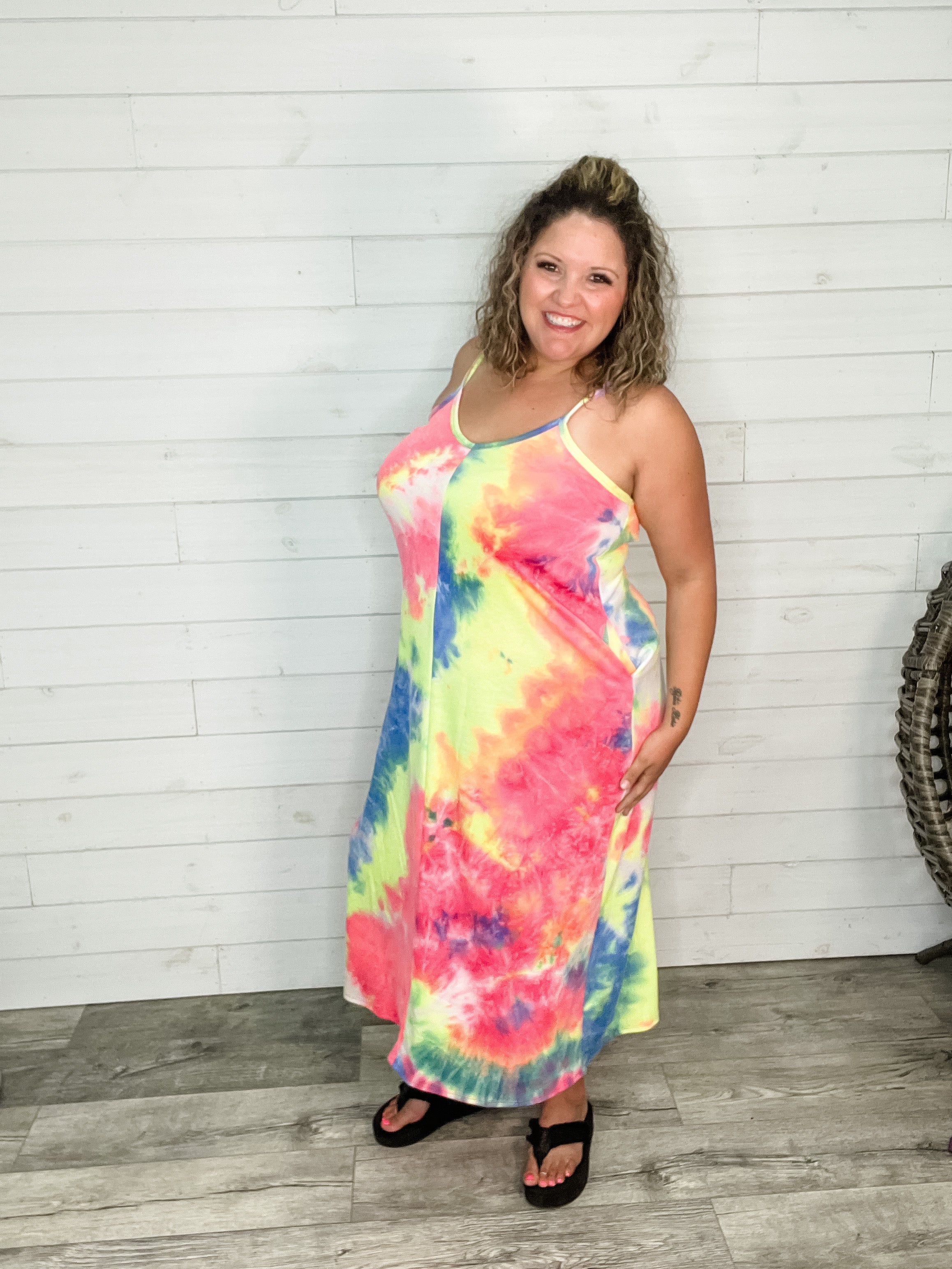 "Jones" Tie Dye Adjustable Strap Maxi-Lola Monroe Boutique