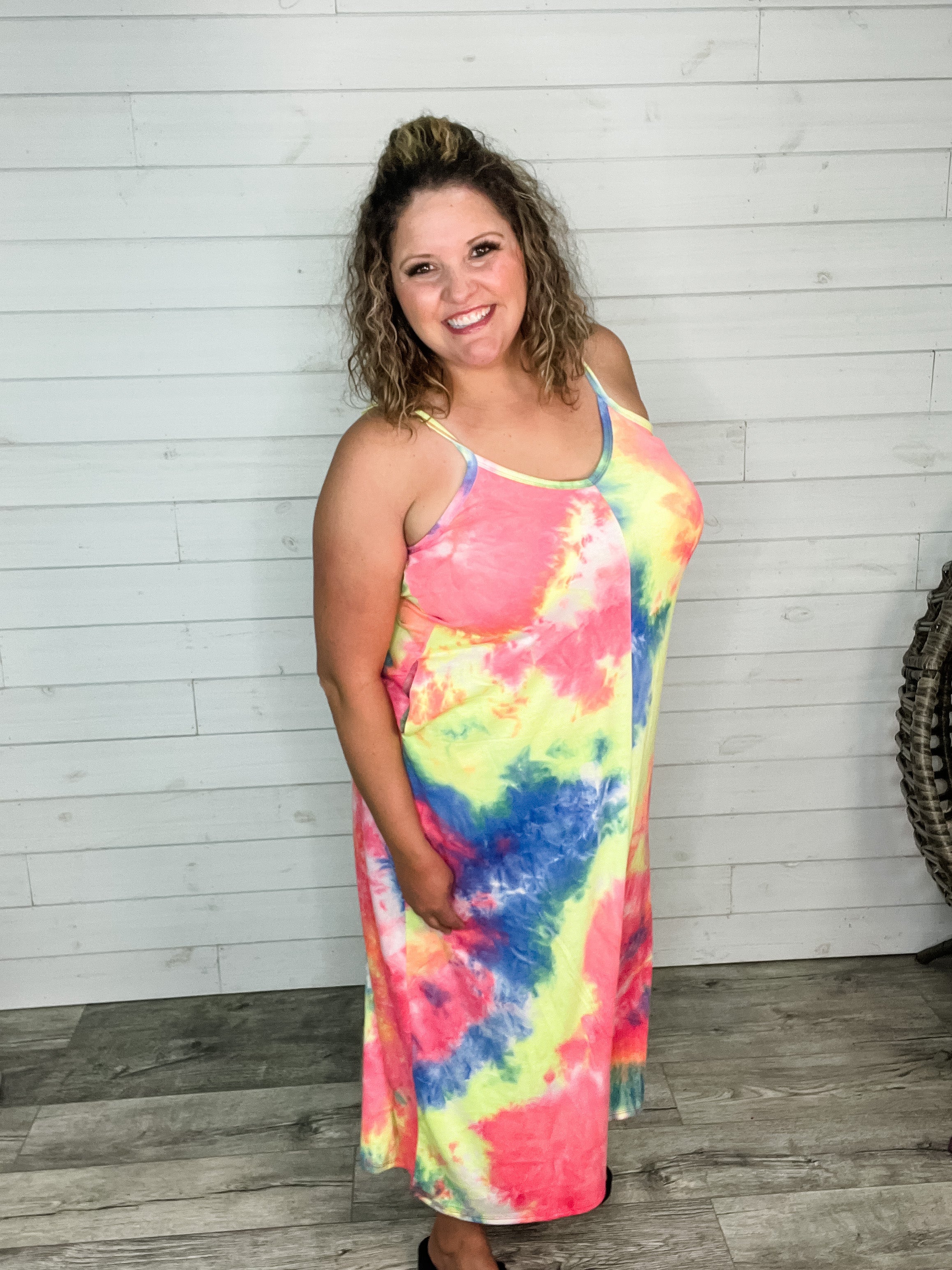 "Jones" Tie Dye Adjustable Strap Maxi-Lola Monroe Boutique