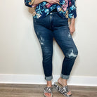 Judy Blue "All The Kings horses" Boyfriend Jeans-Lola Monroe Boutique