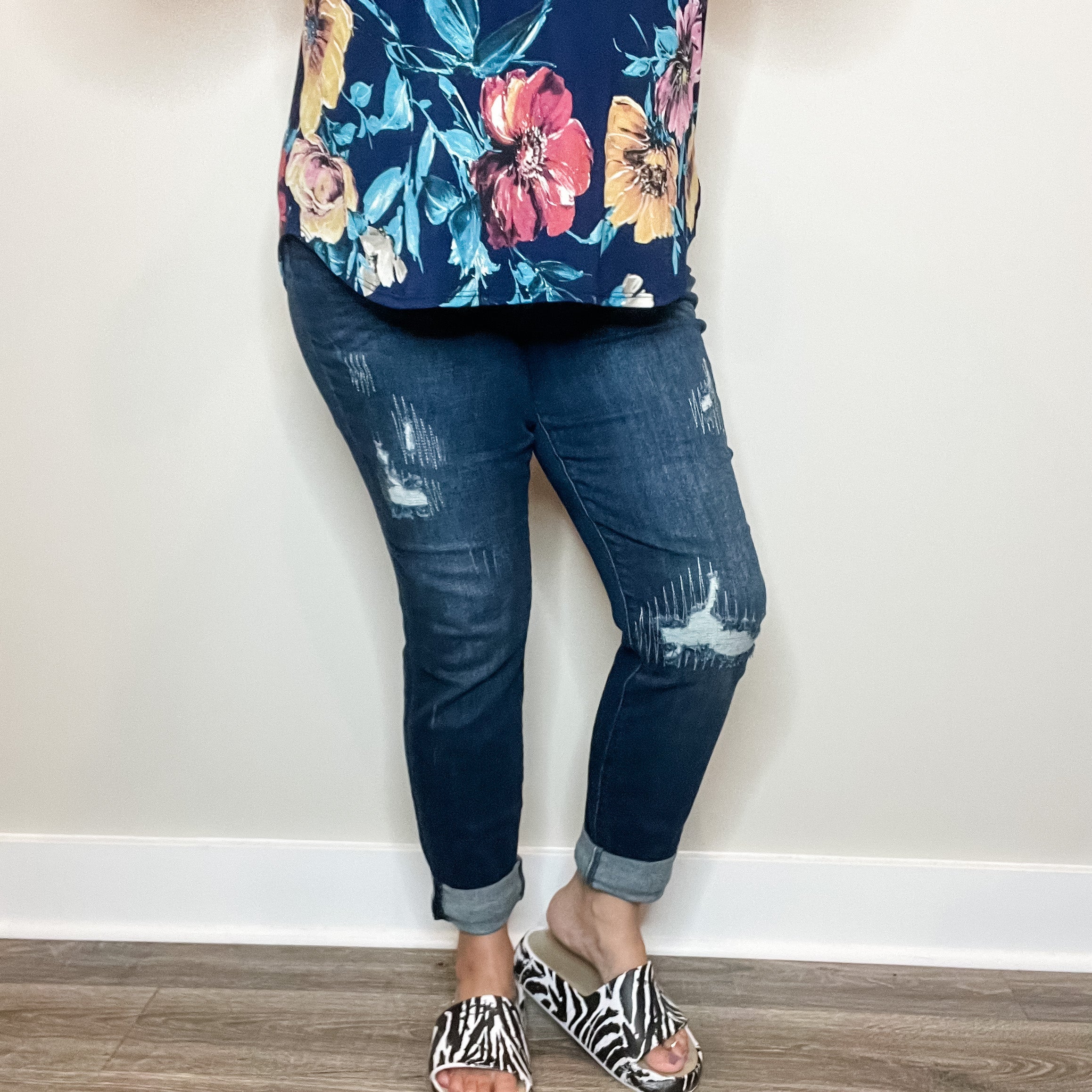 Judy Blue "All The Kings horses" Boyfriend Jeans-Lola Monroe Boutique