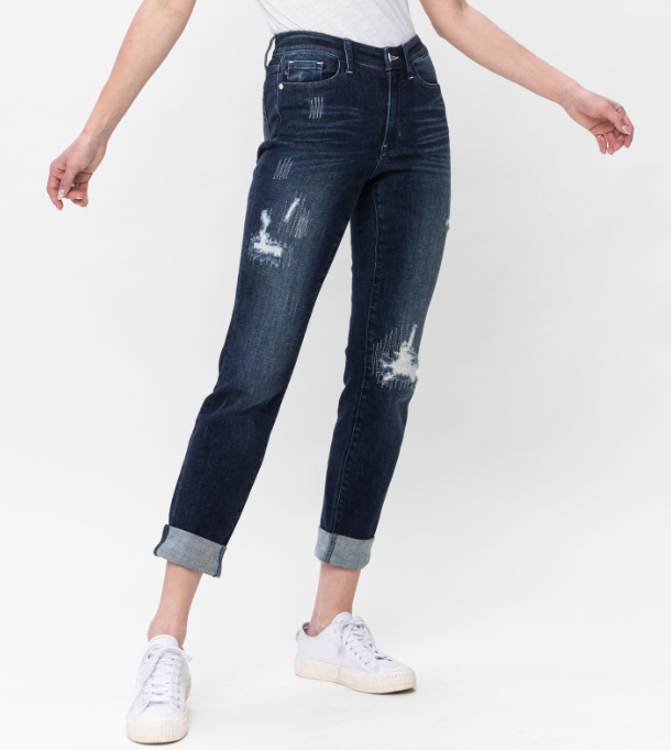 Judy Blue "All The Kings horses" Boyfriend Jeans-Lola Monroe Boutique