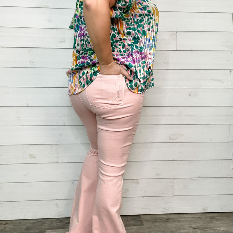 Judy Blue "Always Be My Baby" Pink Flares-Lola Monroe Boutique