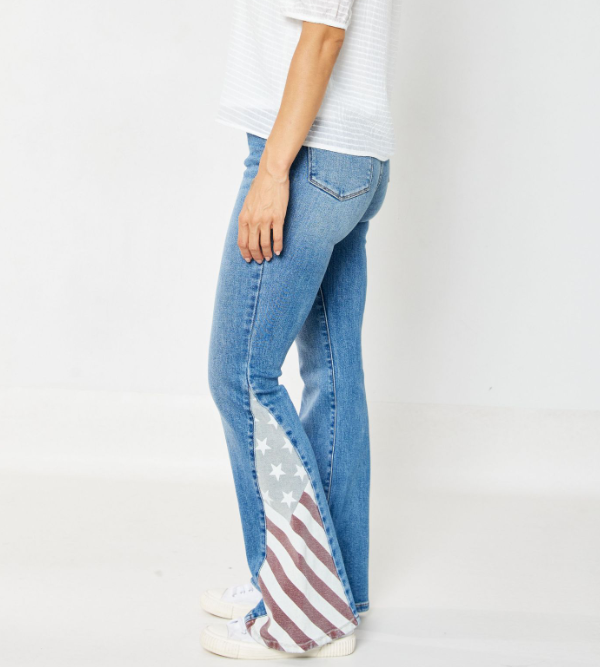 Judy Blue "American Woman" Stars and Stripes Flares-Lola Monroe Boutique