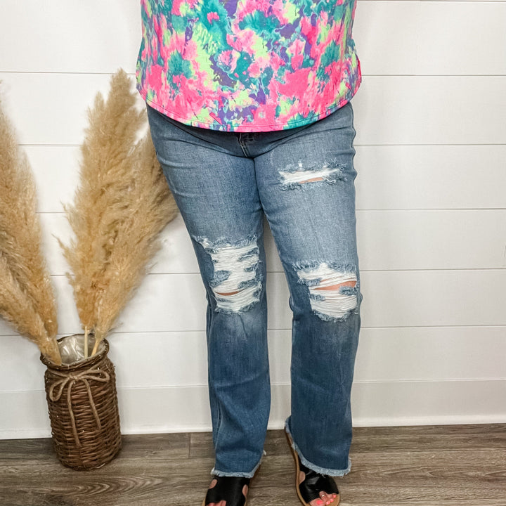 Judy Blue "Barrel Race" Frayed Hem Bootcut Jeans