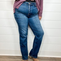 Judy Blue "Blue Morpho" Hidden Buttonfly Straight Leg Dad Jeans