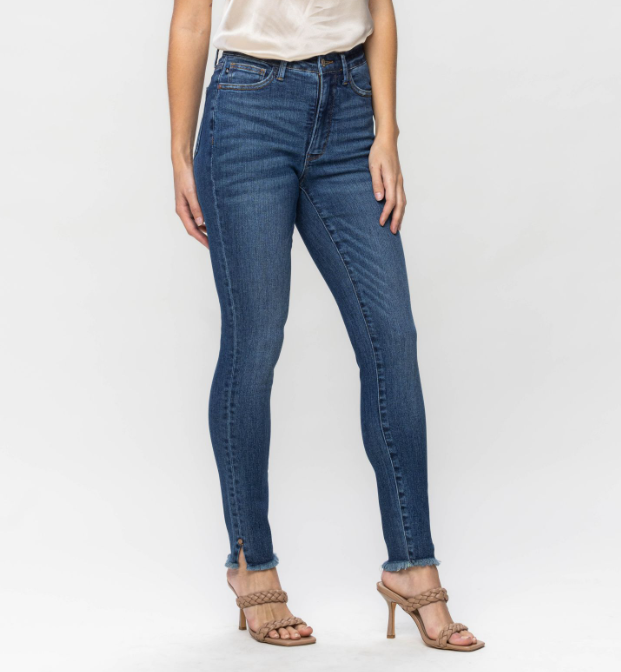 Judy Blue "Boom Chicka" Tummy Control Side Slit skinny jeans-Lola Monroe Boutique