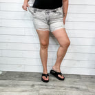 Judy Blue "Bright Grey Skies" Grey Shorts-Lola Monroe Boutique