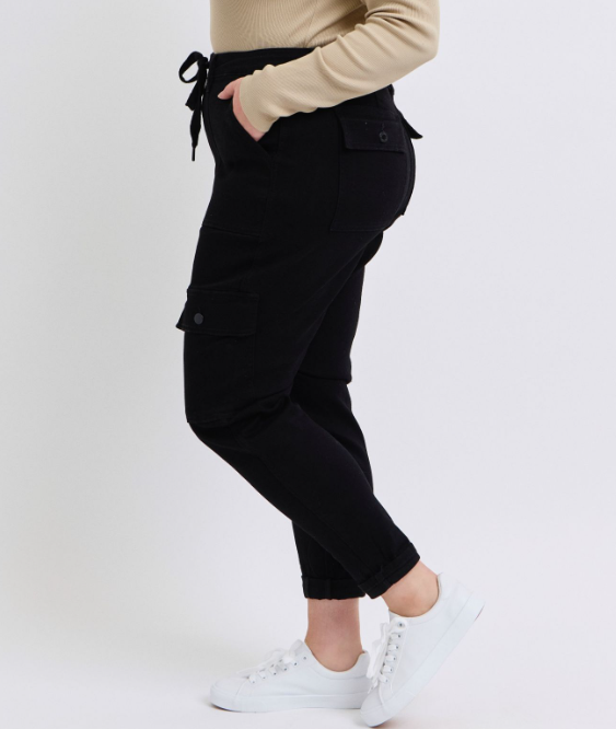 Judy Blue Black Cargo Joggers - Lola Monroe Boutique - 88910 JB88910