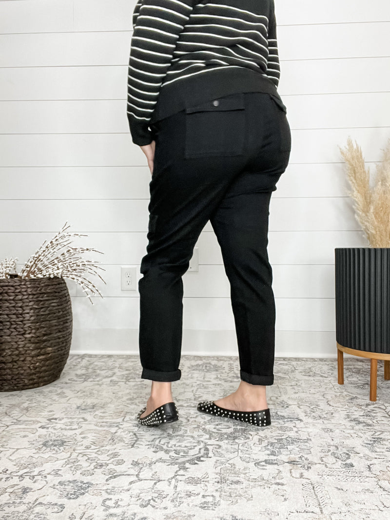 Judy Blue Cargo Black Jean Joggers-Lola Monroe Boutique