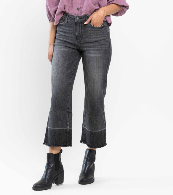 Judy Blue Charcoal Dreams Crop Wide Leg Jeans-Lola Monroe Boutique