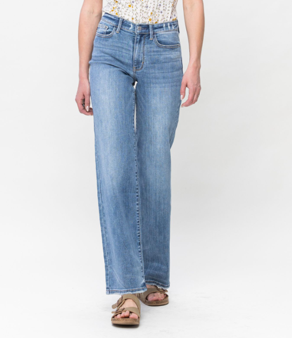 Judy Blue "Chumba Wamba" Wide Straight Leg Jeans-Lola Monroe Boutique