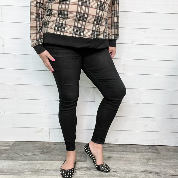 Judy Blue "Coal for Christmas" Black Buttonfly Skinny Jeans