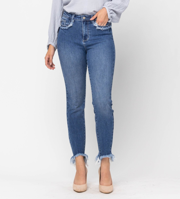 Judy Blue Cowboy Take Me Away Relaxed Fringe Jeans-Lola Monroe Boutique