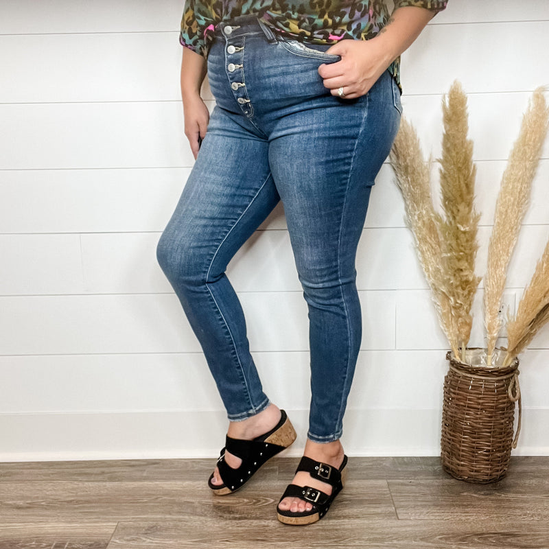 Judy Blue "Down Home" Buttonfly Skinny Jeans-Lola Monroe Boutique