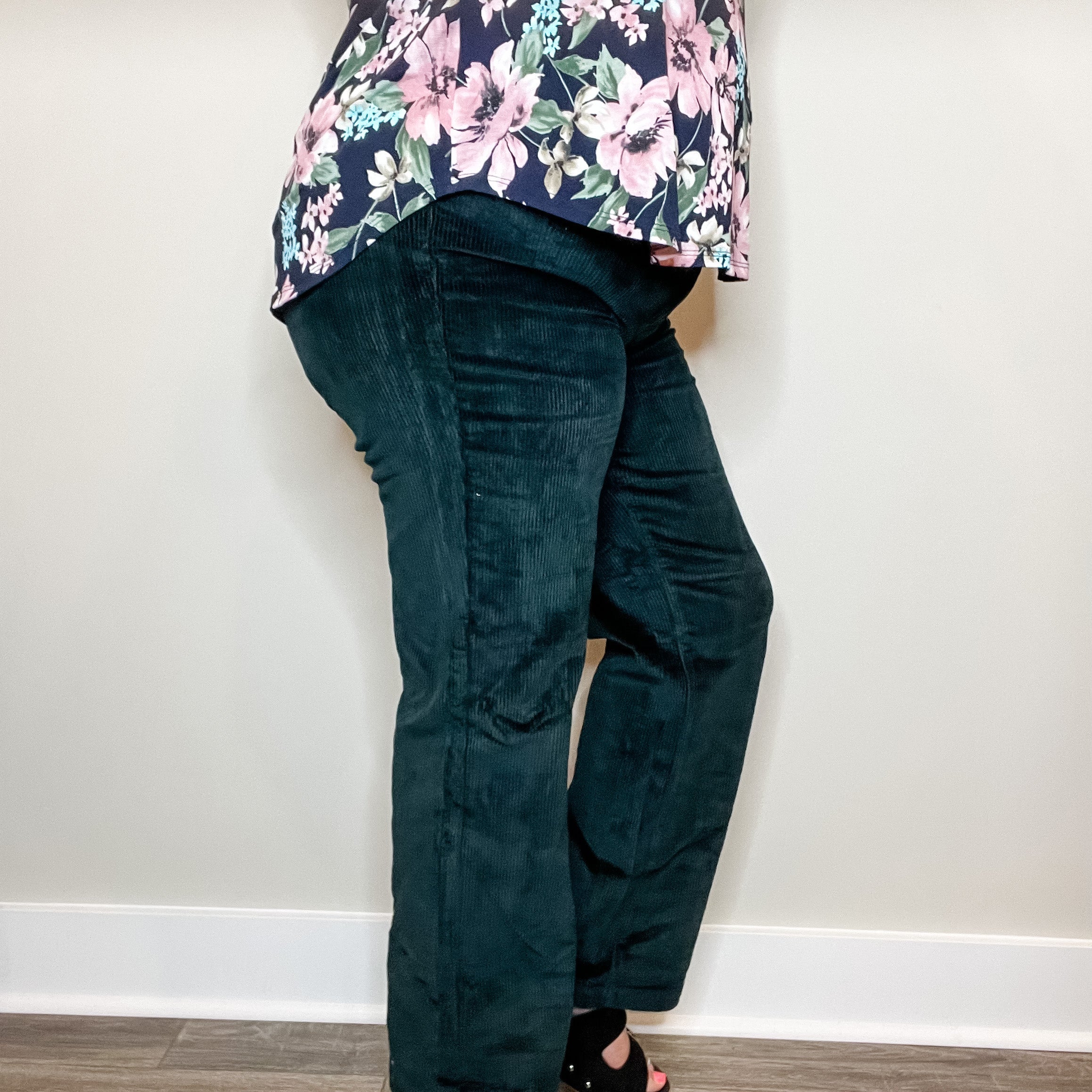 Judy Blue Emerald Corduroy Trouser Wide Leg-Lola Monroe Boutique