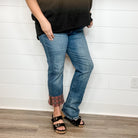 Judy Blue "Find The Buffalo" Cuff Straight Leg Jeans-Lola Monroe Boutique