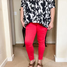 Judy Blue "Fire Engine" Red Tummy Control Skinny Jeans-Lola Monroe Boutique