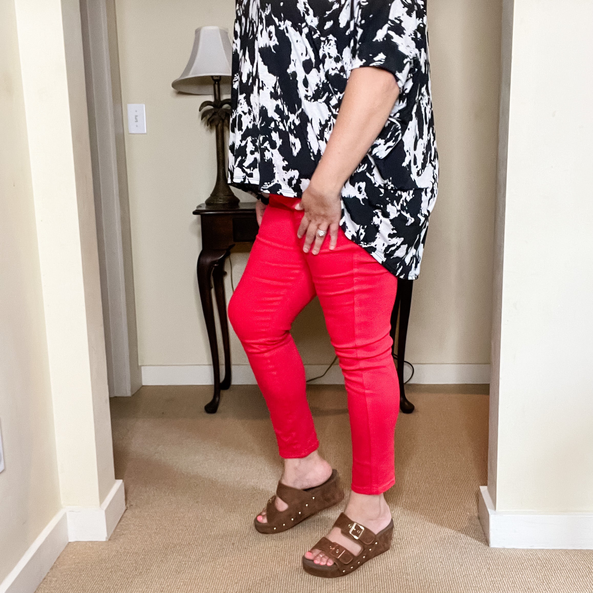 Judy Blue "Fire Engine" Red Tummy Control Skinny Jeans-Lola Monroe Boutique