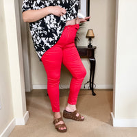 Judy Blue "Fire Engine" Red Tummy Control Skinny Jeans-Lola Monroe Boutique