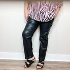 Judy Blue "Foxy" Tummy Control Black Vegan Leather Straight Leg Jeans-Lola Monroe Boutique