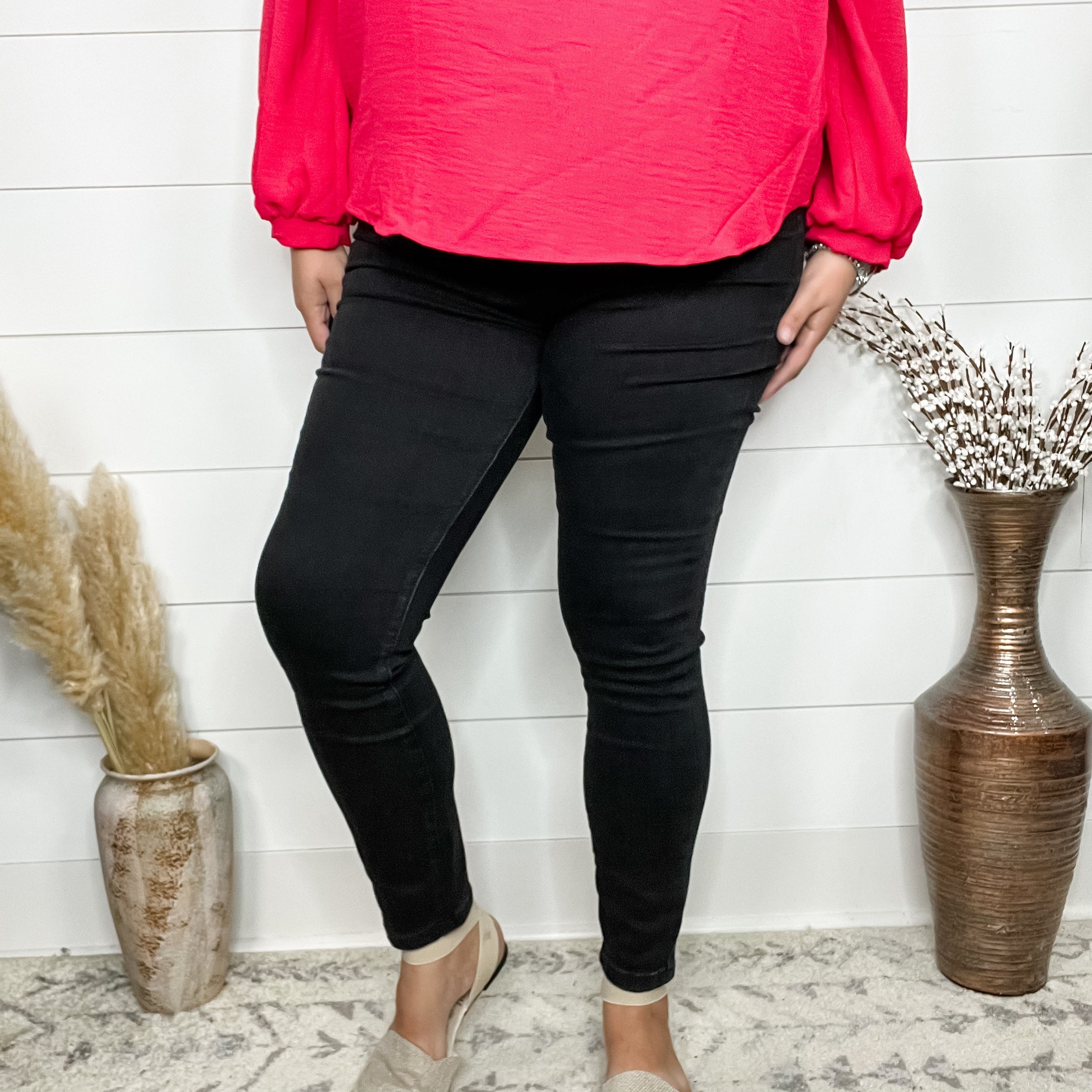 Judy Blue "Freaky Friday" Black Pull On Jeggings-Lola Monroe Boutique