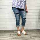 Judy Blue "Girl Scout" Denim Patch Relaxed Fit Jeans-Lola Monroe Boutique