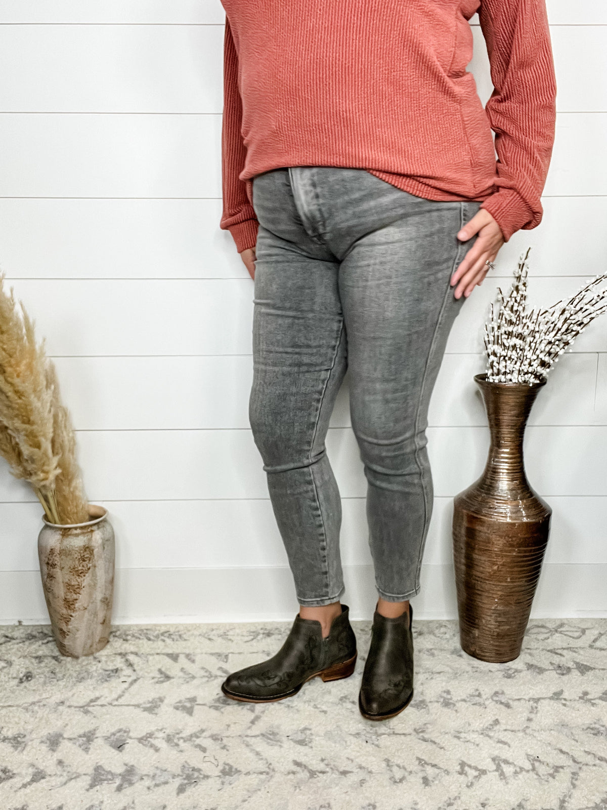 Judy Blue "Grey is The New Black" Tummy Control Skinny Jeans